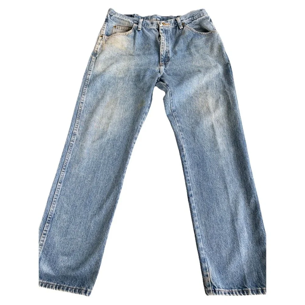 Vintage Wrangler Jeans Mens 36x32 Faded Blue Denim Western Cowboy Workwear